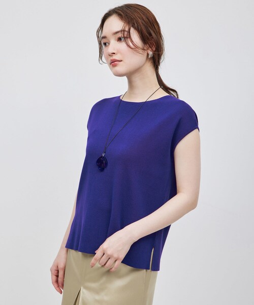 ROPE'（ロペ）の「【洗える】【接触冷感】ICE COTTONアームレットニットトップス【雑誌/メディア掲載】（ニット/セーター・レディース・ブラック/オフホワイト/キャメル/ローズピンク/ホワイト系/ブルー系/イエロー・F）」の3枚目の写真