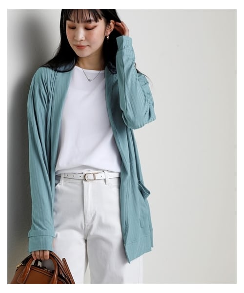 nissen（ニッセン）の「【持続冷感・UVカット】指穴付トッパーカーディガン（カーディガン/ボレロ・レディース・黒/ライトグレー/スモーキーブルー/モカ・S/M/L/LL/3L/4L/5L/6L）」の8枚目の写真