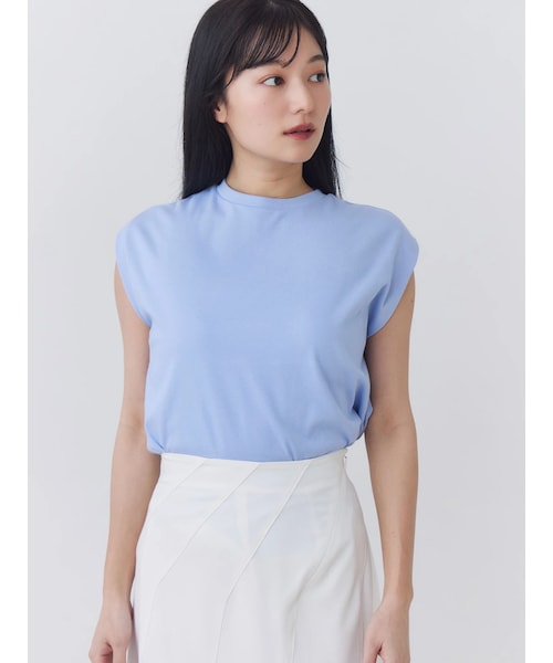 TONAL（トーナル）の「【Plax】ポリ乳酸スムースノースリカットソー（Tシャツ/カットソー・レディース・オフホワイト/ブラック/アイスブルー/ネイビー・M）」の3枚目の写真