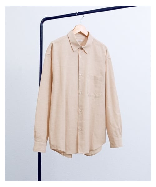 nissen（ニッセン）の「オーバーサイズ麻混長袖シャツ（シャツ/ブラウス・メンズ・ベージュ/サックス/ブルー/イエローグリーン/ネイビー・M/L/LL/3L/4L/5L/6L/8L/10L）」の2枚目の写真