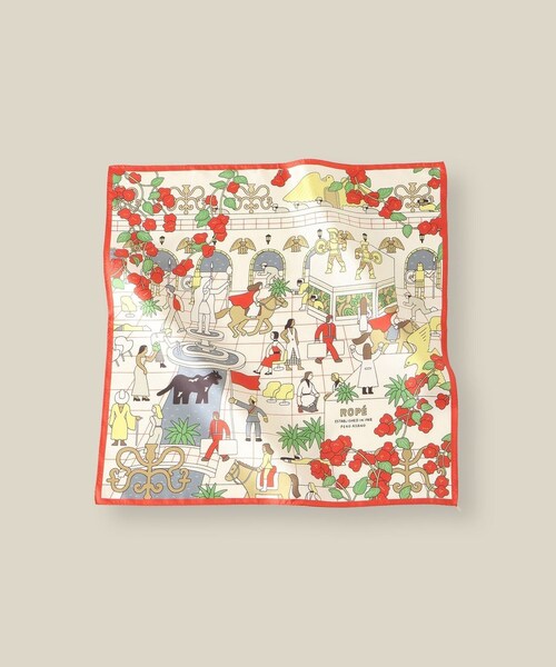 ROPE'（ロペ）の「【4 ARTIST for ROPE'】コラボ シルクスカーフ/Sサイズ（バンダナ/スカーフ・レディース・ダークグリーン/サックス/レッド/ピンク・F）」の4枚目の写真