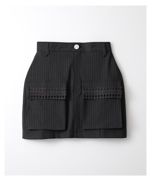 nissen（ニッセン）の「ストライプミニスカート（スカート・レディース・グレー/チャコールグレー・1(M~L)/2(L~LL)）」の2枚目の写真