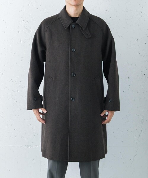 URBAN RESEARCH（アーバンリサーチ）の「WOOL BAL COLLAR COAT（ステンカラーコート・メンズ・KHAKI/BROWN/NAVY/BROWN CH・S/M/L）」の14枚目の写真