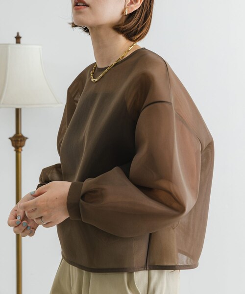 URBAN RESEARCH ROSSO（アーバンリサーチロッソ）の「F by ROSSO　シアーショートブラウス（シャツ/ブラウス・レディース・BLACK/BROWN・FREE）」の13枚目の写真