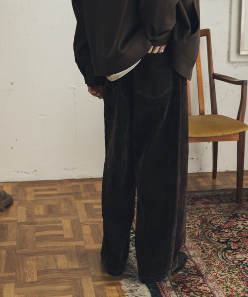 SENSE OF PLACE by URBAN RESEARCH（センスオブプレイスバイアーバンリサーチ）の「フロッキーワイドデニム（デニムパンツ・メンズ・BROWN/OLIVE・M/L）」の8枚目の写真