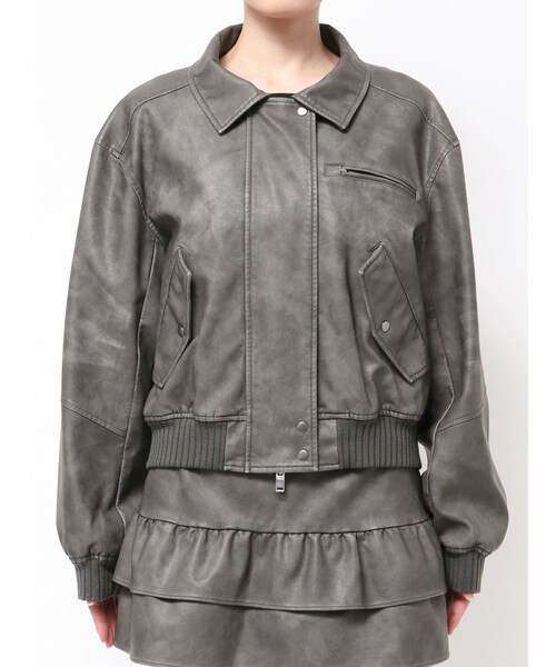 ヴィンテージフェイクレザーブルゾン