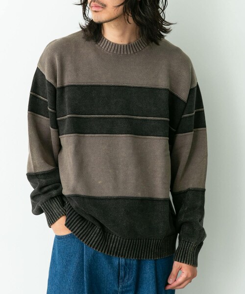 URBAN RESEARCH Sonny Label（アーバンリサーチサニーレーベル）の「ピグメントパネルボーダーニット（ニット/セーター・メンズ・ブラック/ネイビー・M/L）」の19枚目の写真