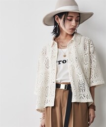CHIC STYLE | 大きいサイズレースショートシャツシックスタイル(シャツ/ブラウス)