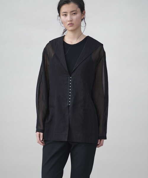 URBAN RESEARCH(アーバンリサーチ)の「new basic SHEER VOILE SAILOR SHIRTS(シャツ/ブラウス・レディース・BLACK/IVORY・Free)」の3枚目の写真