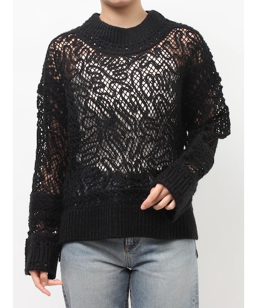 Ungrid（アングリッド）の「レーシー刺繍ルーズニット（ニット/セーター・レディース・オフホワイト/ブラック/レッド/グリーン・F）」の3枚目の写真