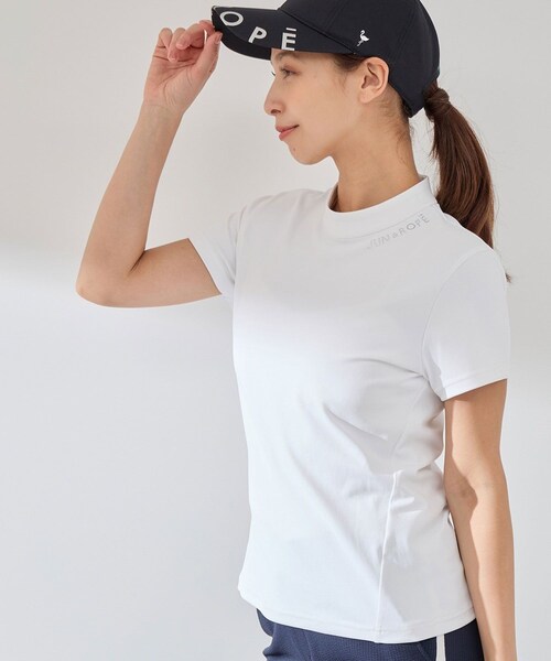 ROPE'(ロペ)の「ラインストーン半袖モックプルオーバー/UV・速乾・接触冷感(Tシャツ/カットソー・レディース・ブラック/ホワイト/イエロー・L/M/S)」の15枚目の写真