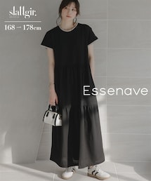 nissen | 高身長　鹿の子ティアードフレアワンピース（トールサイズ）Essenave(ワンピース)