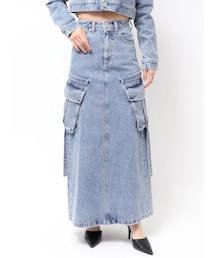 GYDA | ハイウエストG bijou CARGOデニムロングスカート(デニムスカート)