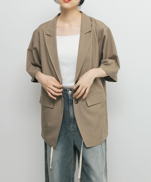 KBF（ケイビーエフ）の「ハーフスリーブルーズジャケット（テーラードジャケット・レディース・CHARCOAL/MOCHA・one）」の19枚目の写真