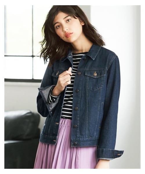 nissen（ニッセン）の「大きいサイズ 綿１００％デニムジャケット（デニムジャケット・レディース・ユーズドブルー/ウォッシュドブルー/ワンウォッシュ・L/LL/3L/4L/5L/6L/8L/10L）」の3枚目の写真
