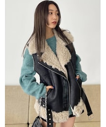 EMODA | フェイクムートンロングベスト(ベスト)