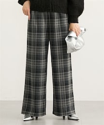 nissen | ウール調チェック柄ワイドパンツ(その他パンツ)