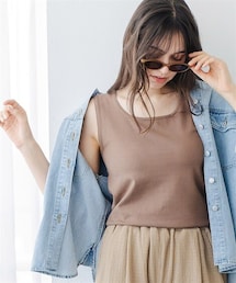 nissen | ＜4月3日午前9時販売開始＞ハイゲージスクエアネック　タンクトップリュクスニット(ニット/セーター)