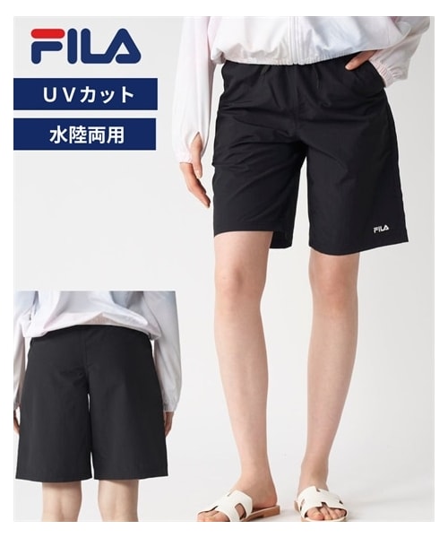nissen（ニッセン）の「フィラ　水陸両用ナイロンタスラン UVショートパンツ(326-652)/FILA（ラッシュガード・メンズ・ブラック/モカ/オフホワイト・M/L/LL）」の2枚目の写真
