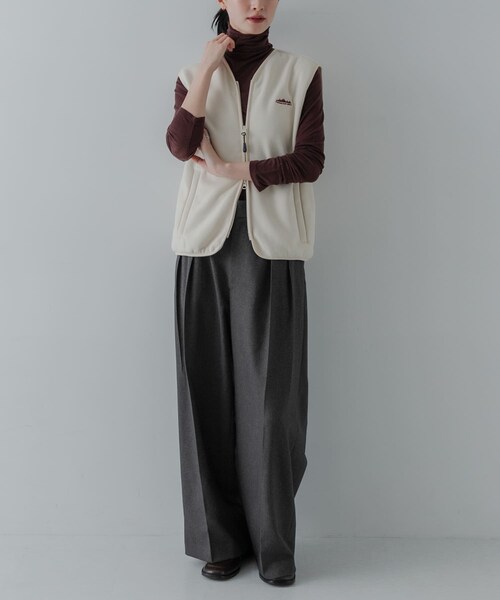 URBAN RESEARCH（アーバンリサーチ）の「『別注』THOUSAND MILE×URBAN RESEARCH　KNIT FREECE ZIP VEST（ベスト・レディース・OFF WHITE/BORDEAUX/BLACK・FREE）」の18枚目の写真