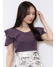 MERCURYDUO | 2WAYオープンショルダーラッフルニット(ニット/セーター)