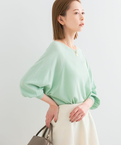 URBAN RESEARCH ROSSO（アーバンリサーチロッソ）の「ウォッシャブルシルク混ドルマンニット（ニット/セーター・レディース・ORANGE/OFF WHITE/L.MINT・FREE）」の20枚目の写真