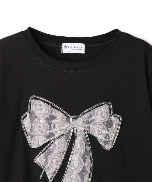 Jayro(ジャイロ)の「リボン半袖Tシャツ(Tシャツ/カットソー・レディース・ブラック系/ホワイト系・F)」の8枚目の写真