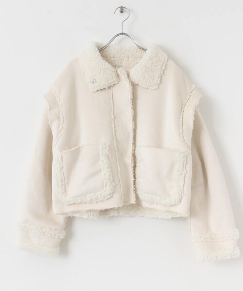 KBF（ケイビーエフ）の「マルチWAYボアジャケット（テーラードジャケット・レディース・BEIGE/IVORY/BLACK・one）」の19枚目の写真