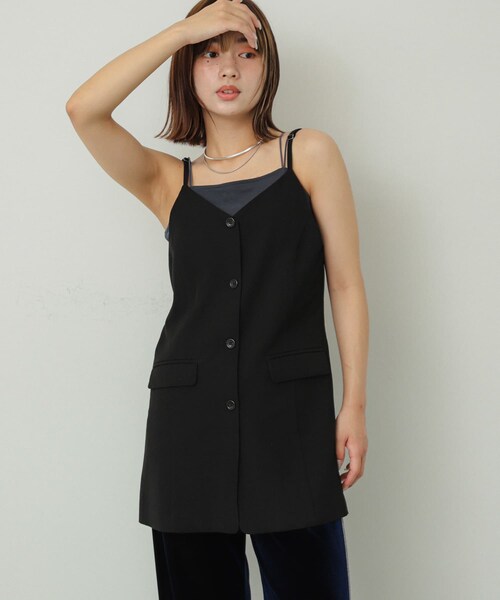 SENSE OF PLACE by URBAN RESEARCH(センスオブプレイスバイアーバンリサーチ)の「テーラードキャミチュニック(チュニック・レディース・BRN×PPL/BLACK/GRAY・one)」の15枚目の写真