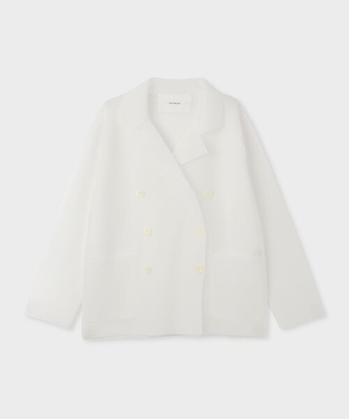 ROPE'(ロペ)の「【ADAWAS(アダワス)】SHEER KNIT JACKET|ジャケット(テーラードジャケット・レディース・ホワイト/オフホワイト/ピンク・F)」の1枚目の写真