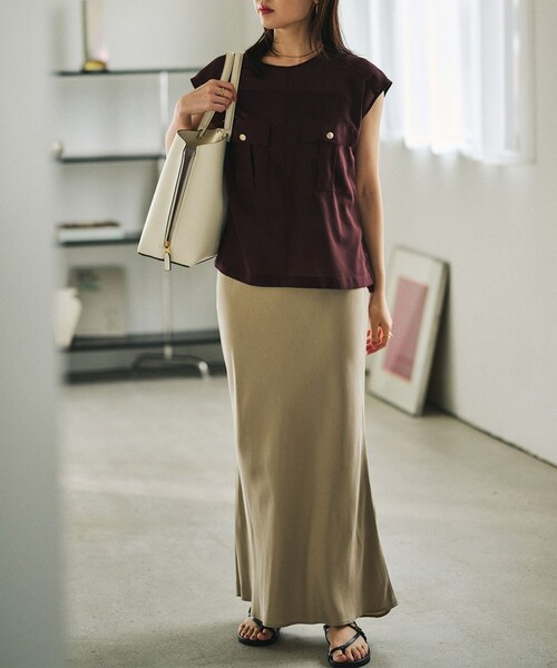 ROPE'(ロペ)の「【E'POR】【WEB限定】Y BAG Medium+/A4対応・通勤(トートバッグ・レディース・キナリ/ベージュ/ブルー系・F)」の9枚目の写真