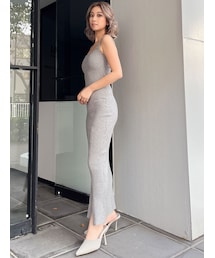 GYDA | バックオープン ジップスリット リブニット ロングワンピース(ワンピース)