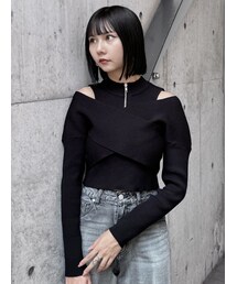 MURUA | カシュクールハーフジップトップス(ニット/セーター)