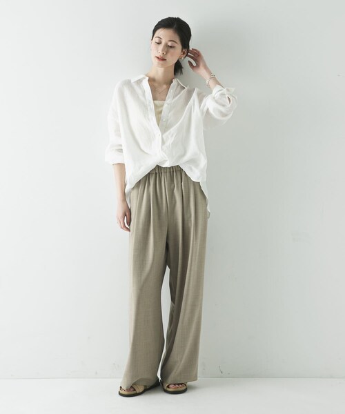 URBAN RESEARCH(アーバンリサーチ)の「リネン2WAYシャツ(シャツ/ブラウス・レディース・PINKSTRIPE/BROWN/BEIGE/BLUESTRIPE/WHITE/BEG STRIPE・Free)」の14枚目の写真