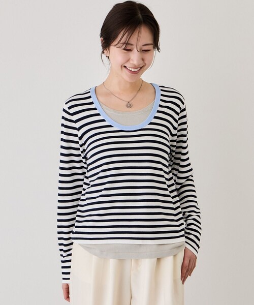 Jayro（ジャイロ）の「レイヤーニットプルオーバー（ニット/セーター・レディース・グレー系/ホワイト系/イエロー系・F）」の6枚目の写真