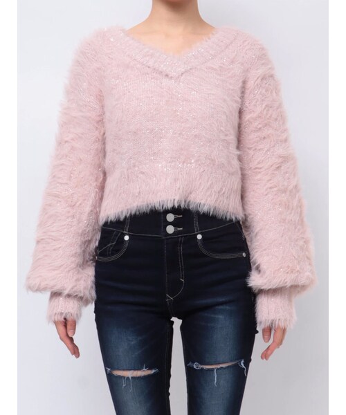 EMODA（エモダ）の「シャギーシークインズニット（ニット/セーター・レディース・アイボリー/グレー/ブラック/アイスブルー/ピンク・F）」の18枚目の写真