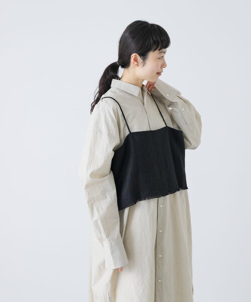 かぐれ（カグレ）の「セミウェットリネンキャミソール（その他トップス・レディース・NATURAL/BLACK・Free）」の5枚目の写真