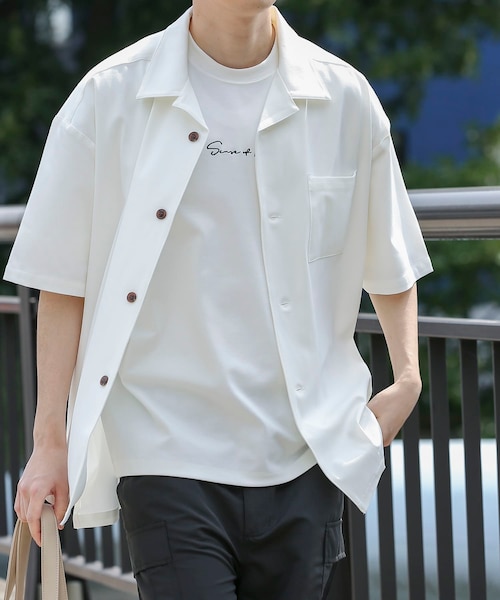 SENSE OF PLACE by URBAN RESEARCH(センスオブプレイスバイアーバンリサーチ)の「シシュウポンチTシャツ(5分袖)(Tシャツ/カットソー・メンズ・GREIGE/WHITE/BLACK/GREEN/L.PURPLE/MINT・M/L)」の1枚目の写真