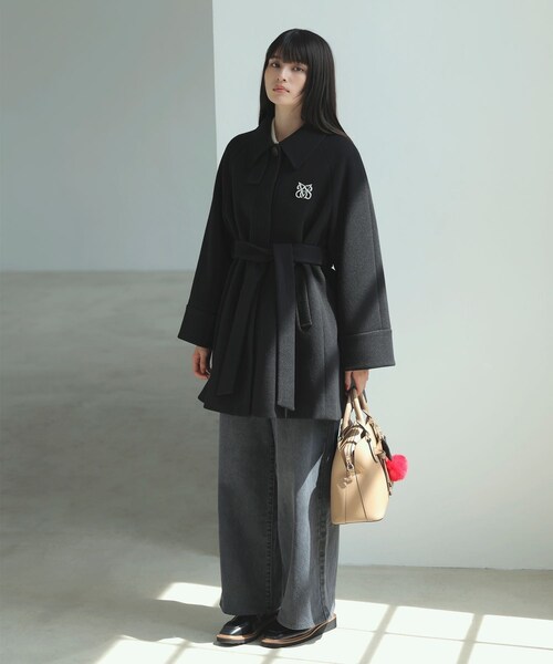 VIS（ビス）の「【アウター総選挙2位】フレアーチェスターコート（チェスターコート・レディース・ブラック/ベージュ・F）」の11枚目の写真