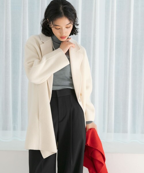 URBAN RESEARCH ROSSO（アーバンリサーチロッソ）の「ウールカシミヤリバーチェスターコート（チェスターコート・レディース・WHITE/BEIGE/NAVY・FREE）」の8枚目の写真