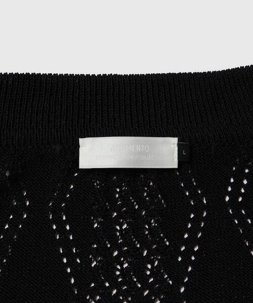ADAM ET ROPE'（アダムエロペ）の「【AMOMENTO/アモーメント】CROCHET ZIP-UP CARDIGAN（カーディガン/ボレロ・メンズ・ブラック/ホワイト・L/M）」の12枚目の写真