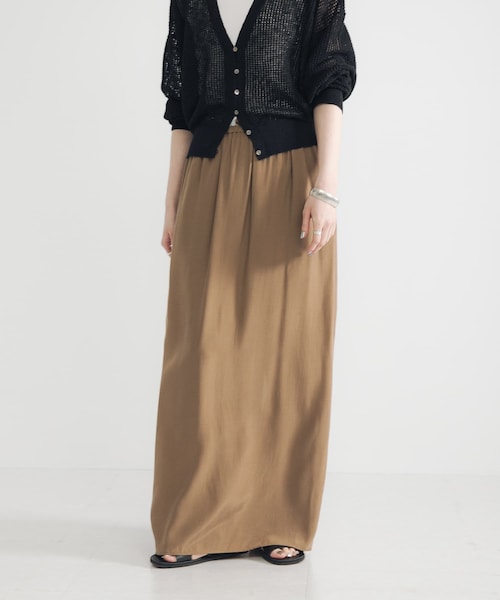 URBAN RESEARCH（アーバンリサーチ）の「キュプラレーヨンギャザーIラインスカート（スカート・レディース・BROWN/BEIGE・36/38）」の2枚目の写真