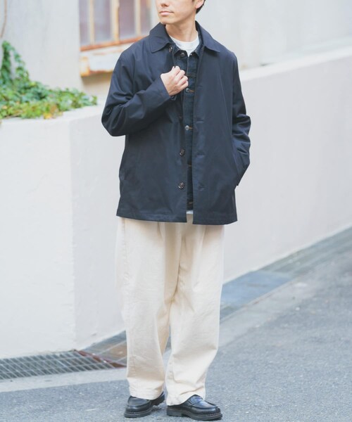 ITEMS URBANRESEARCH(アイテムズ アーバンリサーチ)の「防花粉×UVカット ステンカラーコート(楽着シリーズ)(テーラードジャケット・メンズ・BLK/BEG/KHK・M/L)」の9枚目の写真