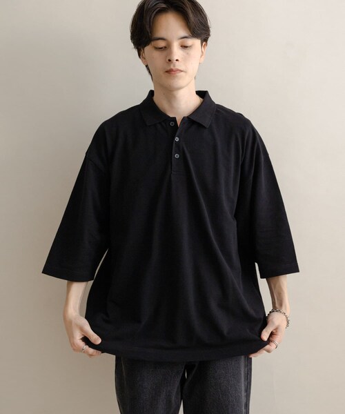 SENSE OF PLACE by URBAN RESEARCH（センスオブプレイスバイアーバンリサーチ）の「スラブカノコエクストラルーズポロシャツ（ポロシャツ・メンズ・BLACK/OATMEAL/BROWN・M/L）」の13枚目の写真