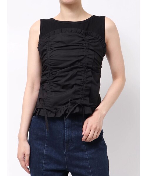 CALNAMUR（カルナムール）の「フェイクレイヤードビスチェ（タンクトップ・レディース・ホワイト/ブラック・F）」の7枚目の写真