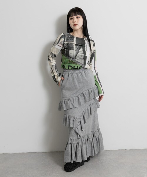 THE GOODLAND MARKET（ザグッドランドマーケット）の「old honey　48°C skirt（スカート・レディース・02gray/01yellow・FREE）」の7枚目の写真