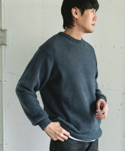 URBAN RESEARCH DOORS（アーバンリサーチドアーズ）の「メランジシャギー クルーネックニット（ニット/セーター・メンズ・BLUE/BLACK・M/L）」の22枚目の写真