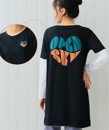 nissen | 大きいサイズデザインいろいろ選べる綿混プリントカットソーチュニック(チュニック)