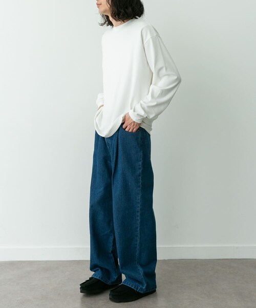 URBAN RESEARCH Sonny Label（アーバンリサーチサニーレーベル）の「ふわもちストレッチロングスリーブTEE（Tシャツ/カットソー・メンズ・オフ/チャコール/ボーダー・M/L/XL）」の8枚目の写真