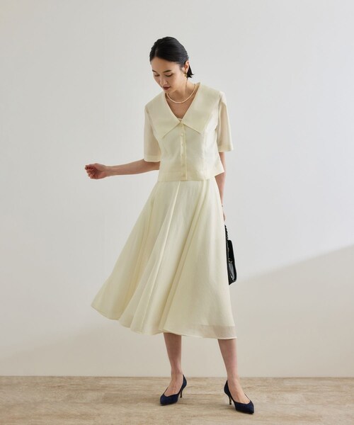 ROPE'（ロペ）の「【洗える】シャイニーシアースカート/セットアップ対応（スカート・レディース・ブラック/オフホワイト・36/38）」の16枚目の写真
